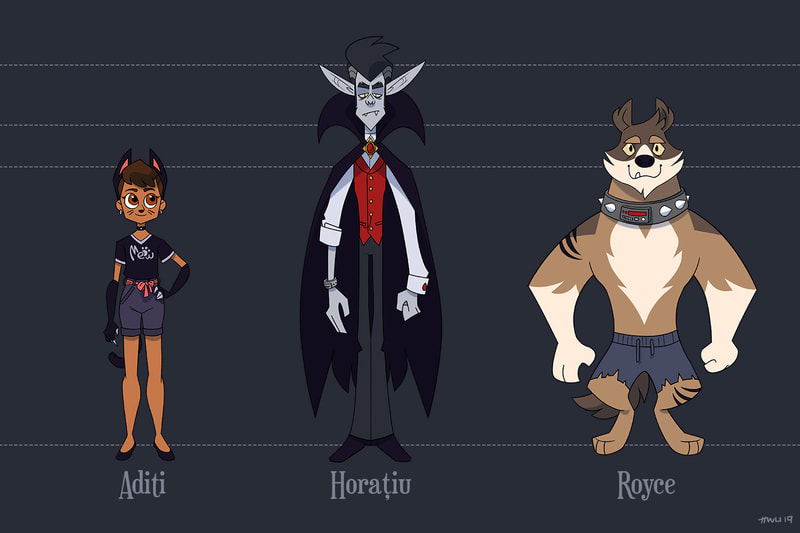 Eternal Halloween character lineup: Aditi, Horaţiu (Horatiu), Royce