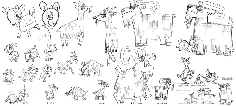 Three Billy Goats Gruff character design